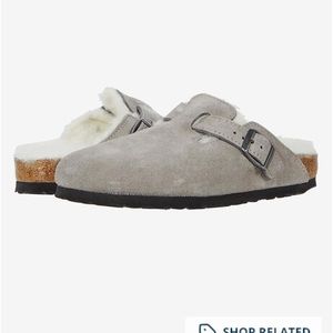 Birkenstock Boston Sherling in Stone Coin - Size 39